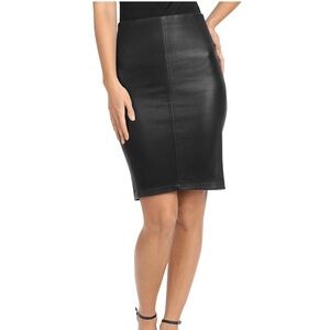 Bagatelle City Stretch Leather Pencil Skirt Black